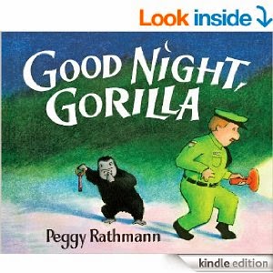 Goodnight Gorilla is a nearly wordless book and has the kids participating actively and laughing at the gorilla's antics.