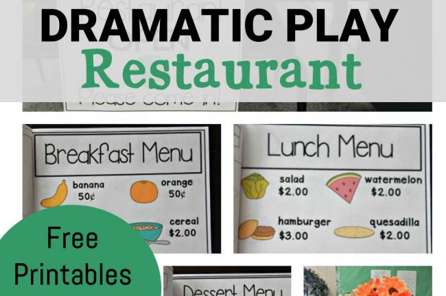 Restaurant Dramatic Play Free Printables For Early Childhood