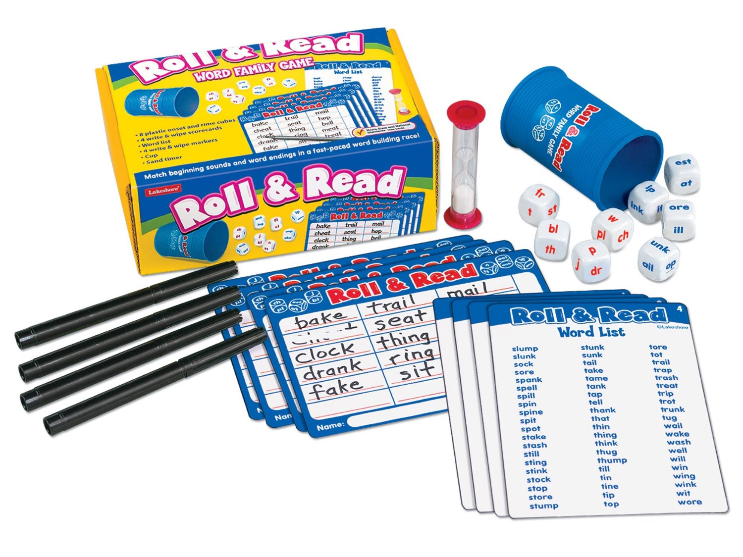 This Roll and Read Word Family Game includes fun dice to match beginning sounds and word families to form words.