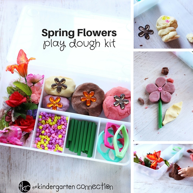 April Showers bring Spring Flowers - and plenty of opportunities to play with a spring flower play dough kit while you're stuck inside with the kids!