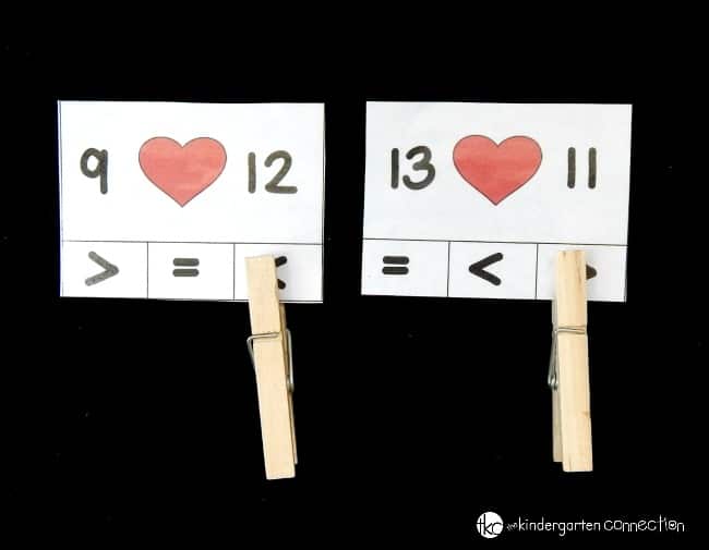 work on number order with these February themed math clip cards!