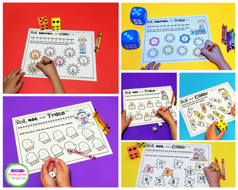Roll and Color Dice Math Games for the Year