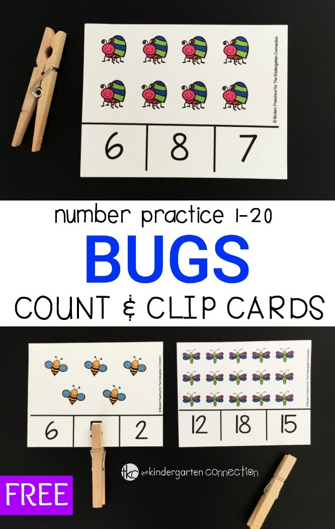 Work on counting, one to one correspondence, teen numbers, and fine motor too with these super fun bug themed count and clip cards!