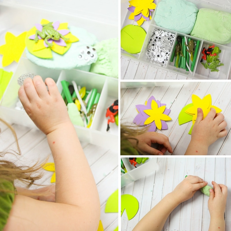 Fun, hands on sensory play while learning about the frog life cycle! This play dough kit has so many uses and is perfect for spring!