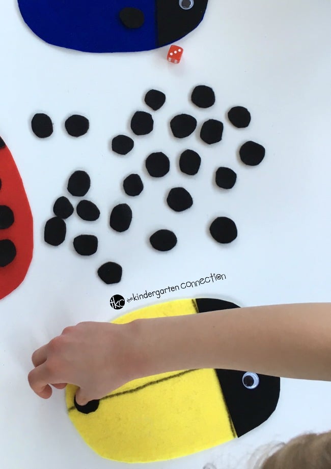Have fun working on counting, one to one correspondence, subitizing, and more with this engaging and easy to make Roll a Ladybug dice game!