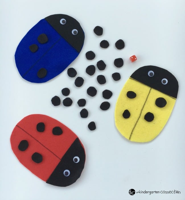 Have fun working on counting, one to one correspondence, subitizing, and more with this engaging and easy to make Roll a Ladybug dice game!