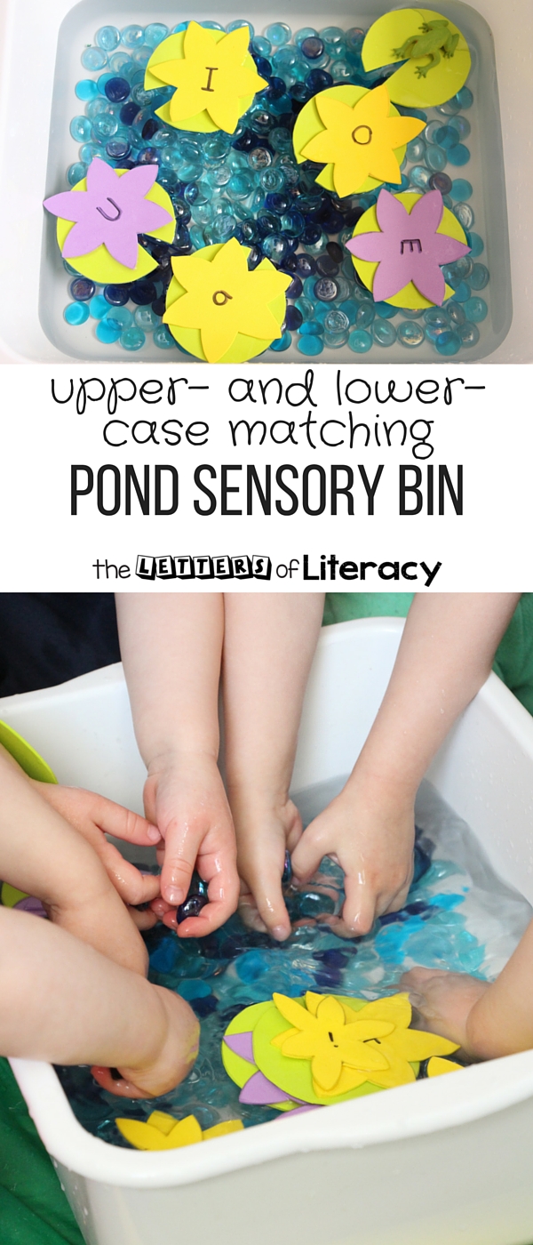 Have a splashing good time while learning the alphabet too with this pond theme alphabet match sensory bin! Perfect for learning letters and sounds. 