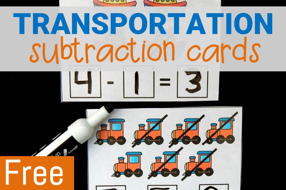 tranpsortation subtraction cards main image