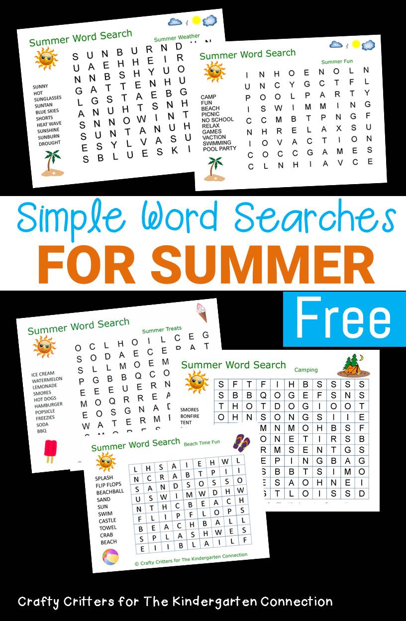 These summer word searches for kids are the perfect grab and go activity! With words that go only vertical and horizontal, they are great for beginners!