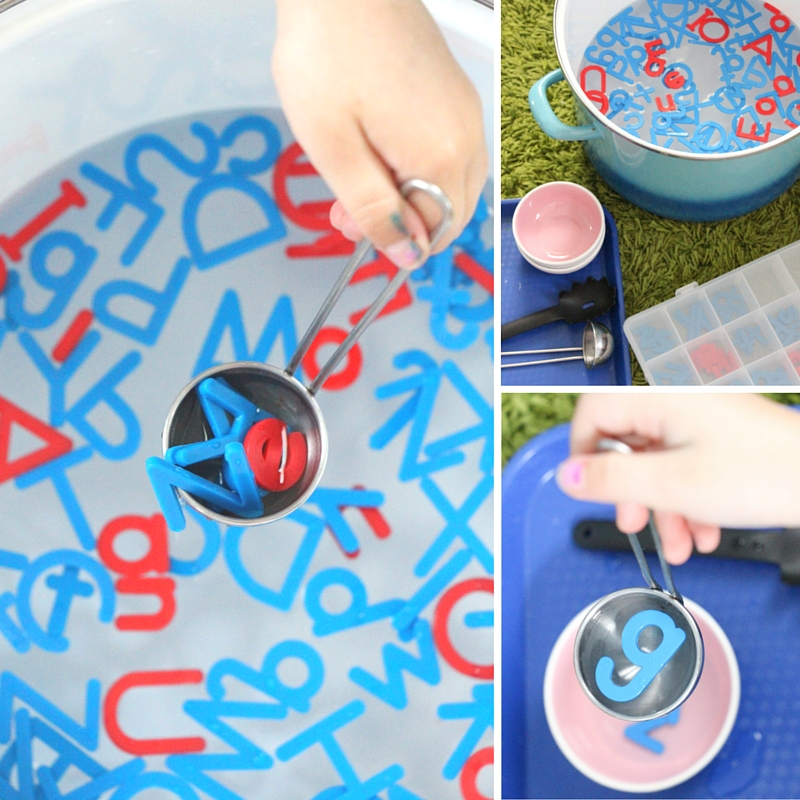 Practice letter recognition with this fun and engaging "alphabet soup!" Perfect for a water table and fun sensory play in preschool and kindergarten. 