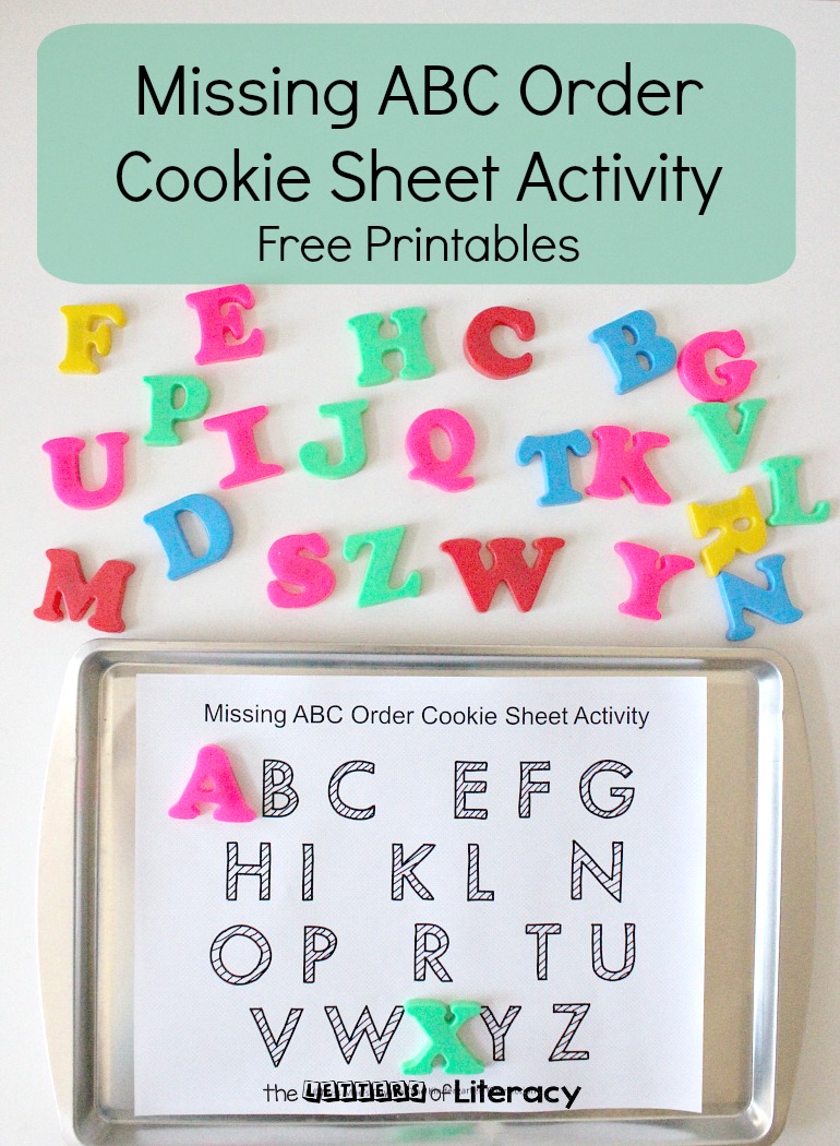 Teaching alphabetical order and letter identification is even more fun with this free missing letters cookie sheet activity! 