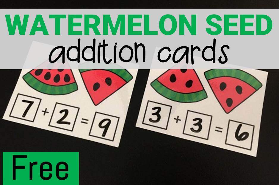 Free printable watermelon seed addition cards