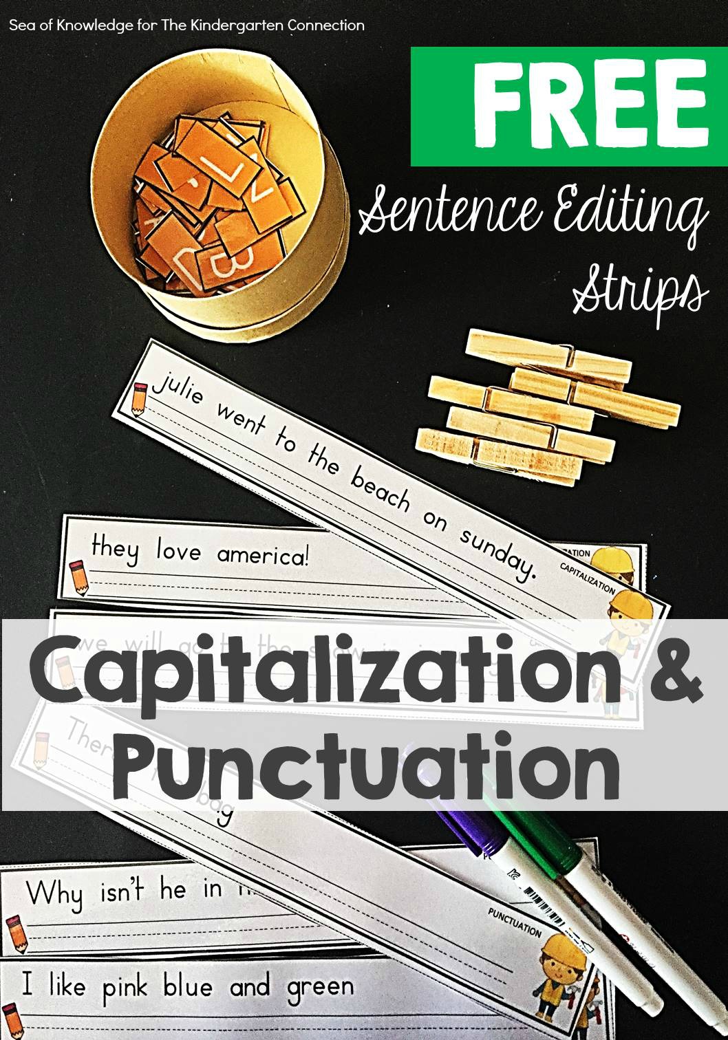 These sentence editing strips are perfect for early elementary students to work on capitalization and punctuation in a fun, hands on way!