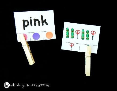 These back to school kindergarten clip cards make great math and literacy centers. Work on skill building and fine motor too! 