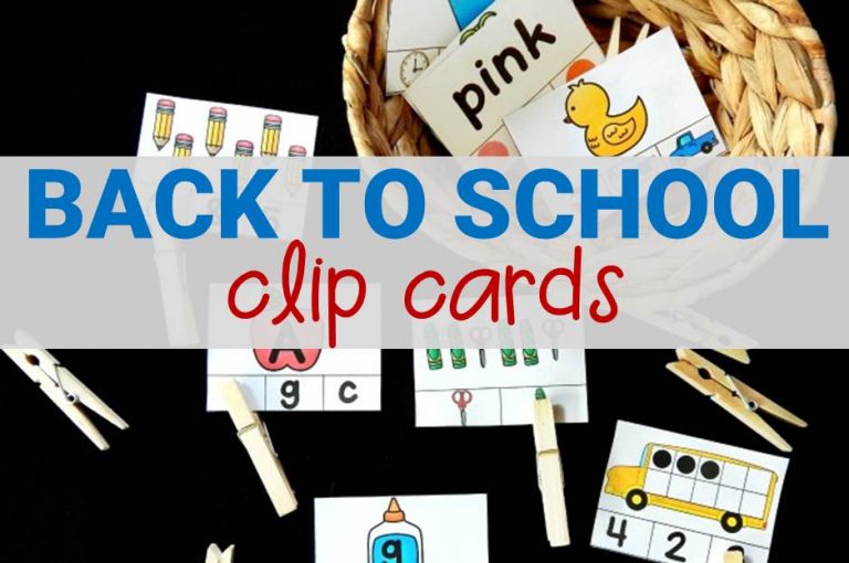Back to School Kindergarten Clip Cards
