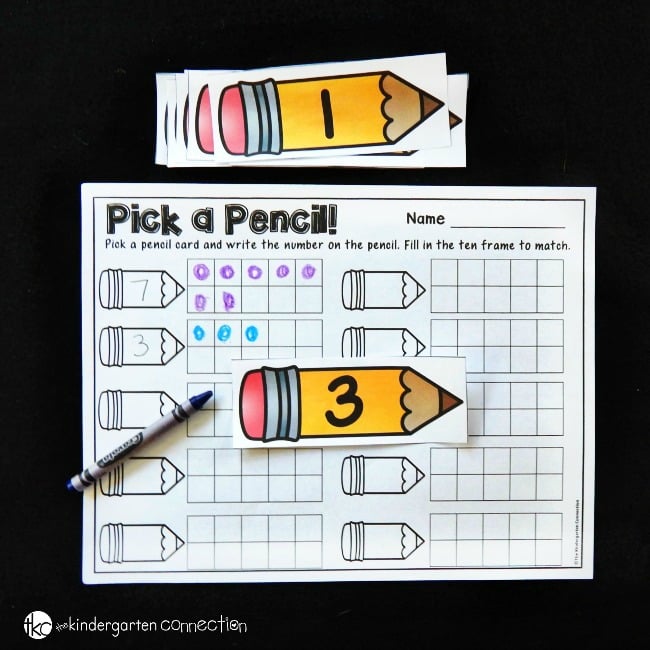 This ten frame activity is a great math center for Pre-K or Kindergarten students to work on number recognition and counting! 