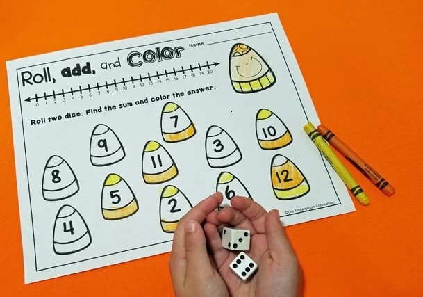Candy Corn Roll and Color Games
