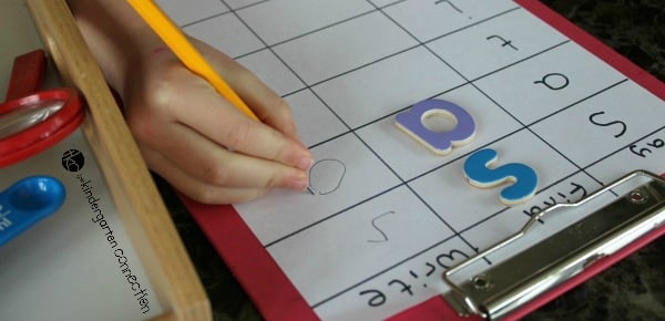 Invite your child to investigate letters at the Investigation Table for a game of “Say, Find and Say.” Use this fun activity to help reinforce beginning letter sounds at home or in school.