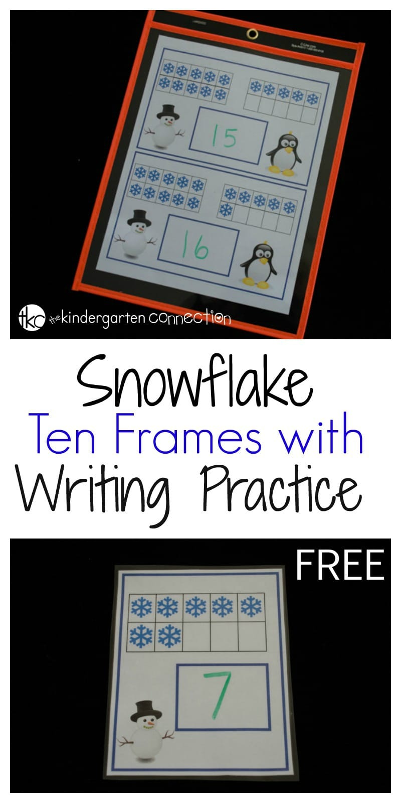 This winter themed snowflake ten frame is a great way to provide math and writing practice at the same time. What a fun winter math center for kids!