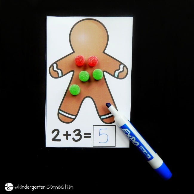 These free gingerbread addition mats are a fun way to work on addition to 10 with kindergarteners! They make a perfect Christmas math center!