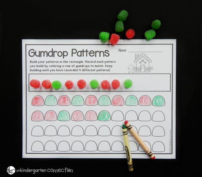 This free gumdrop pattern printable is a great, hands-on way to learn about patterns with your preschooler, kindergartener, or first grader! It makes a fun, easy prep math center!
