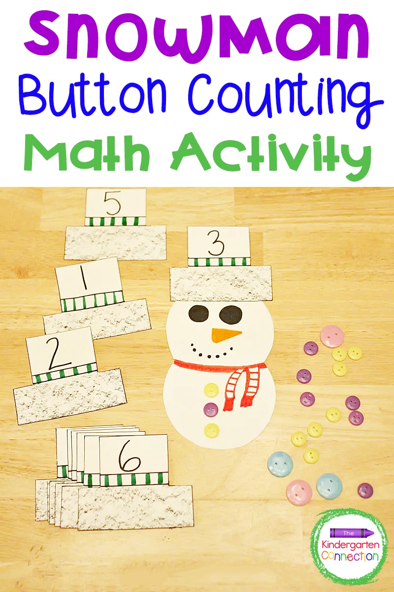 This Snowman Button Counting Activity is great for strengthening counting and fine motor skills in Pre-K and Kindergarten!
