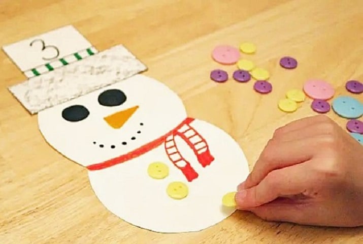 Snowman Button Counting Activity