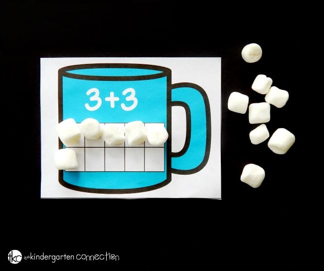 Practice addition to ten with these free hot chocolate ten frame addition mats! What a fun winter math center for Pre-K or Kindergarten!