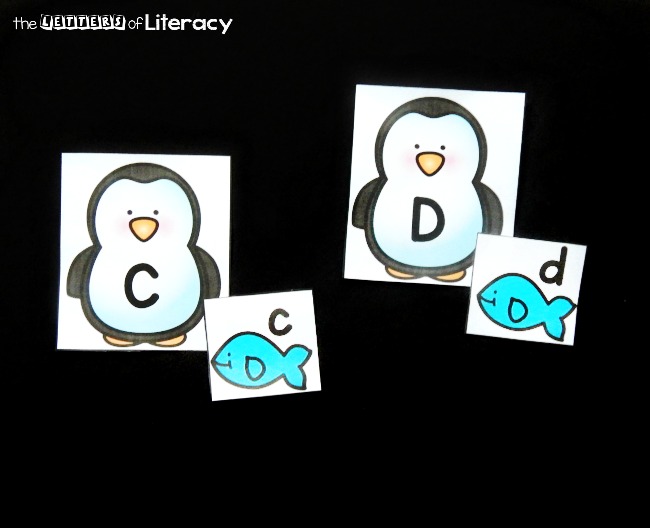 This penguin themed printable alphabet match is a super fun winter literacy center for preschool and kindergarten to work on upper and lowercase letters!
