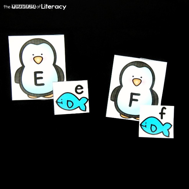 This penguin themed printable alphabet match is a super fun winter literacy center for preschool and kindergarten to work on upper and lowercase letters!