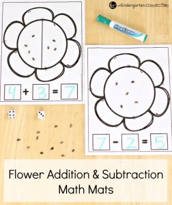 Flower Addition & Subtraction Math Mats Free Printables