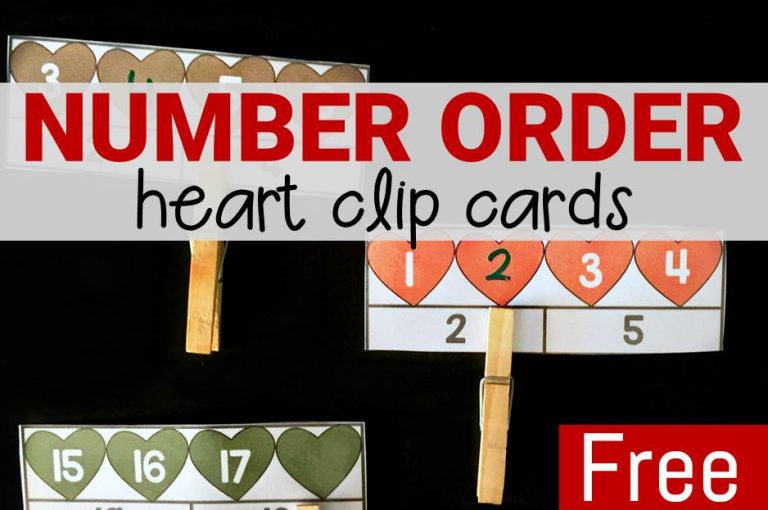 Heart Number Order Clip Cards