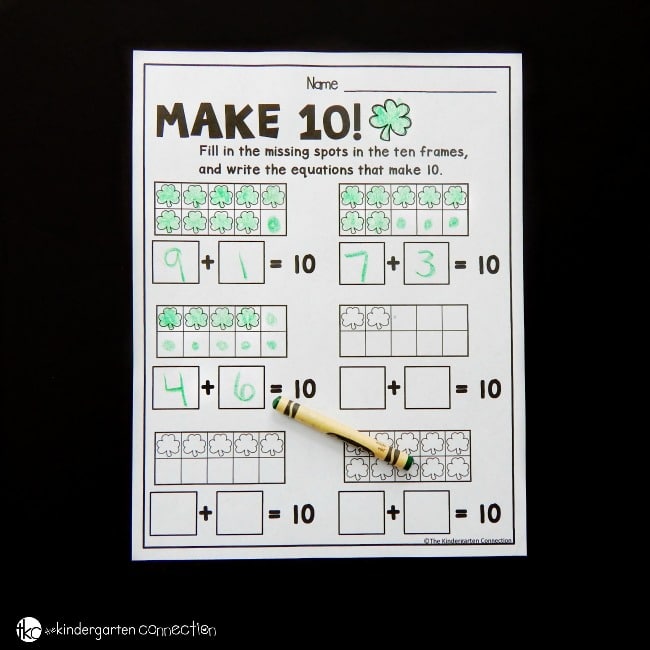 Working on sums of 10? Have fun learning addition combinations to 10 with these free St. Patrick's themed make 10 worksheets!