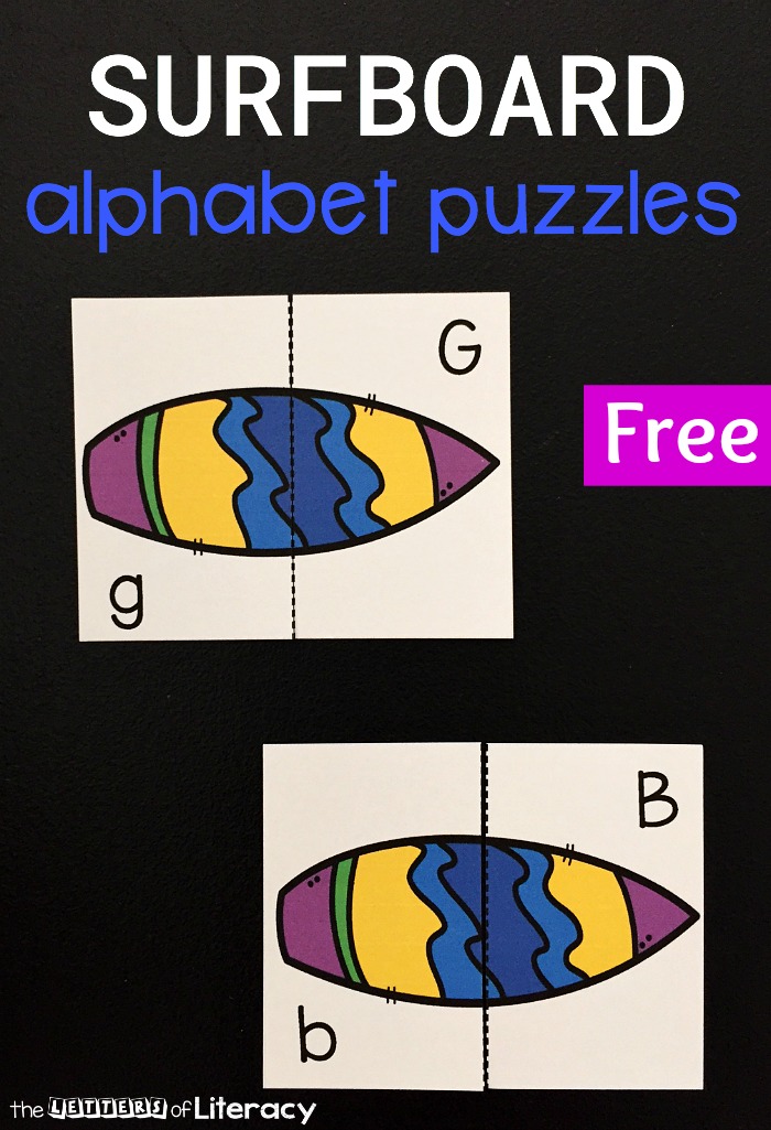These free surfboard themed alphabet puzzles are great for summer! Practice uppercase and lowercase letters with this fun letter matching game!