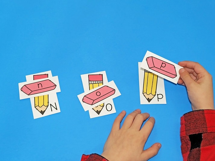 Pencil and Eraser Alphabet Match