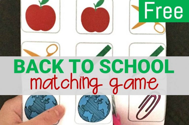 Free Printable Back to School Matching Game