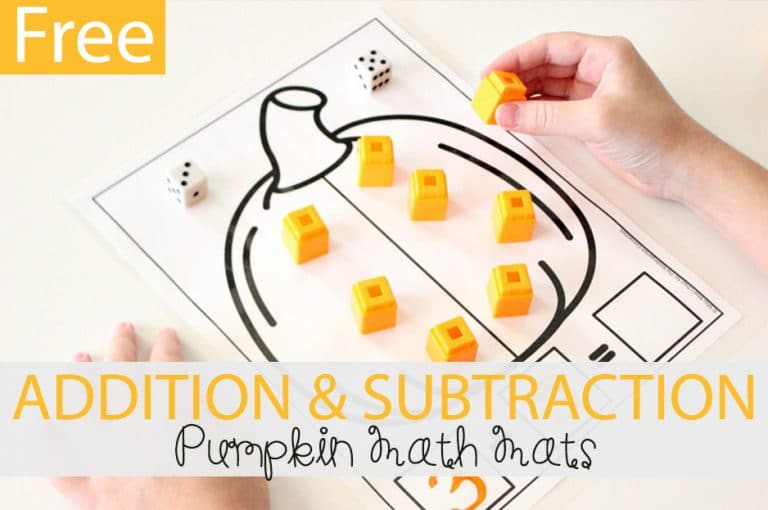 Pumpkin Addition and Subtraction Math Mats