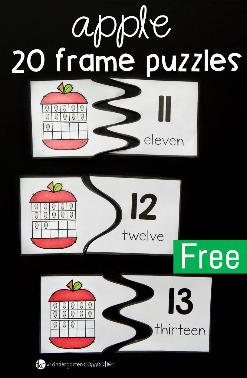 These apple 20 frame puzzles are great for Kindergarten students working on developing their number sense for the numbers 11-20. 