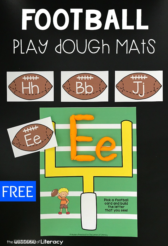 With football season here, learn the alphabet with this free football playdough letters activity! Make the alphabet with play dough for a "win" with kids.