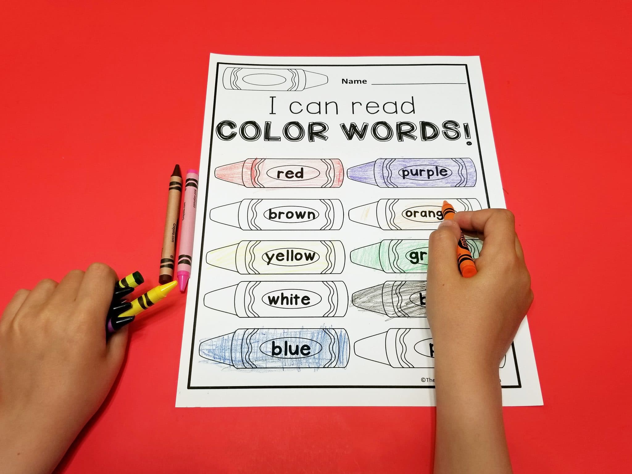 Printable Color Words Activity
