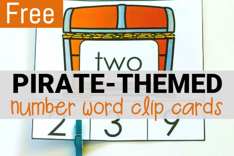 Pirate Number Words Clip Cards