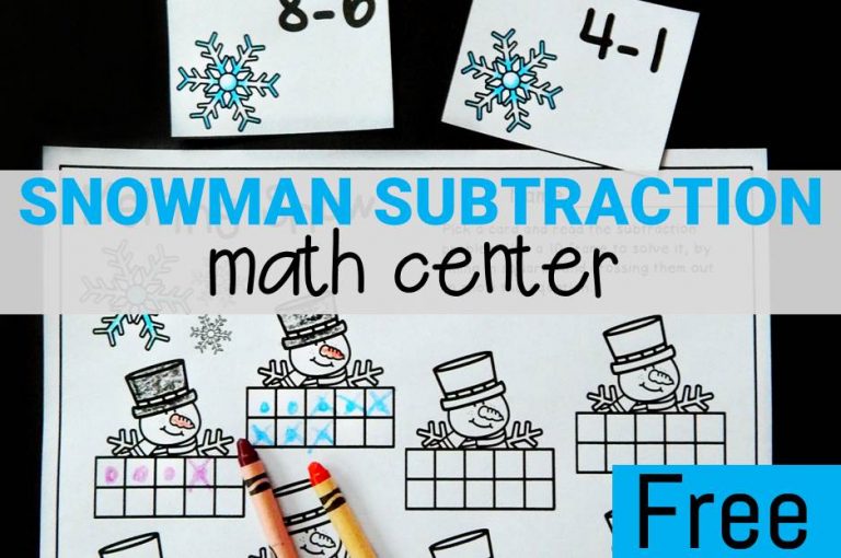 Snow Subtraction – Printable Winter Math Center