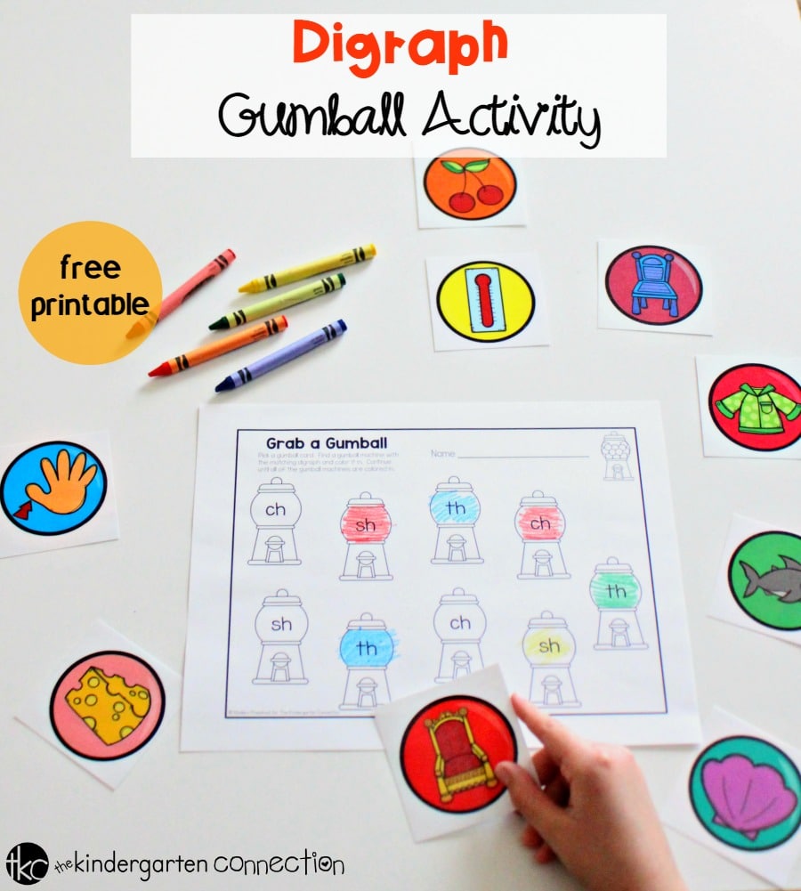 Digraph Matching Gumball Activity FREE Printable