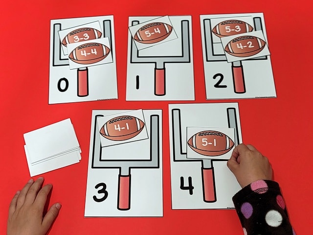 Subtraction Sorting Football Math Game