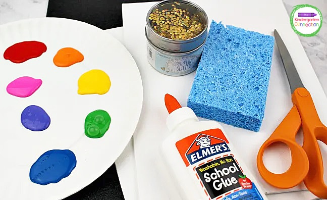 Grab some paints, sponges, glue, glitter, and a couple other supplies to make this St. Patrick's Day art project.