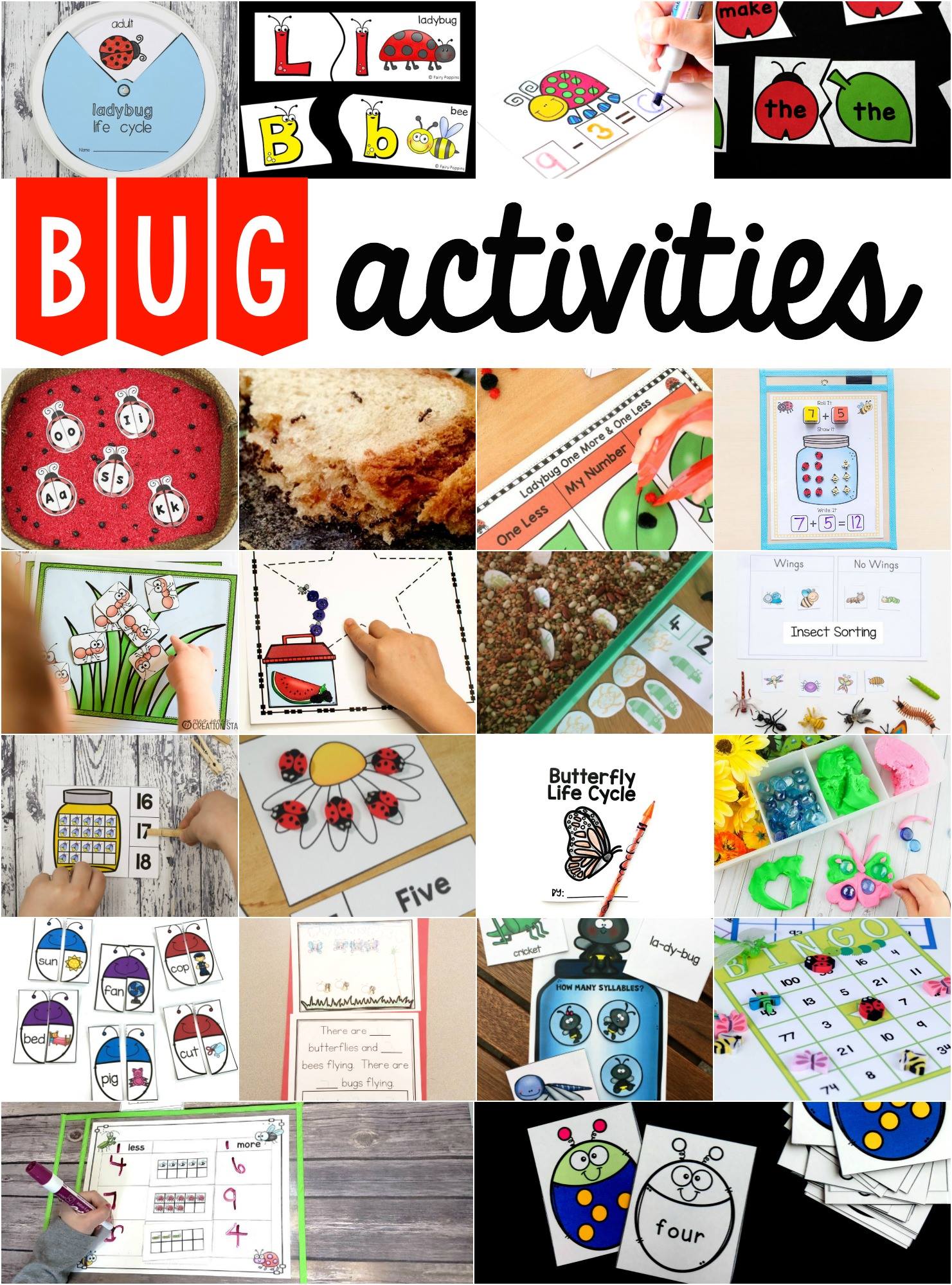Such fun bug activities for kids! Perfect for spring centers!