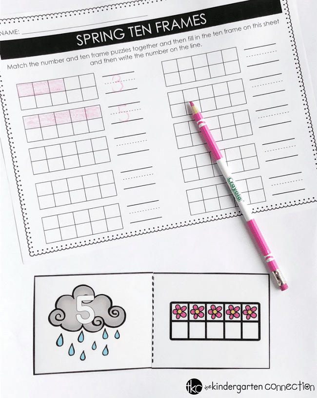 Work on counting, number recognition, and one to one correspondence with these fun, spring-themed ten frame puzzles and recording sheet! 