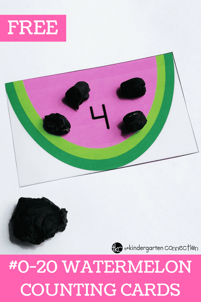 Grab these FREE Watermelon Counting Cards for Pre-K and Kindergarten! Children will work on counting and number identification for numbers 0-20.