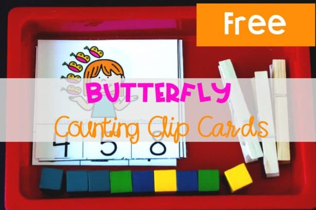 Free Butterfly Counting Clip Cards printable