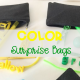 Find out how to create a variety of Color Surprise Bags with items you have on hand! Have fun with this hands-on activity for practicing color recognition! Use in preschool, and kindergarten.